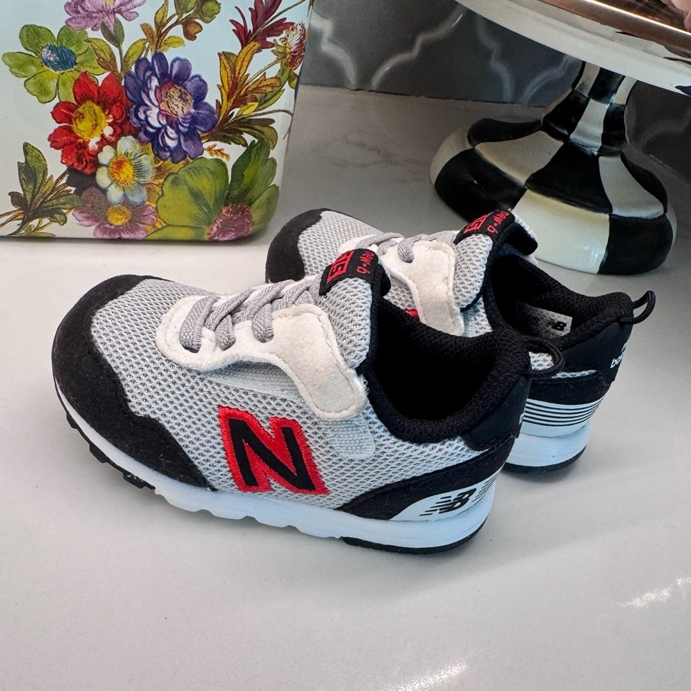 New Balance 515 Toddler Sneakers Gray Black Red Hook Loop